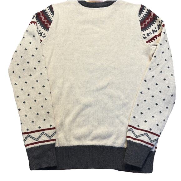 Lands' End Bear Fair Isle Crewneck Women’s Sweater Cream Holiday Winter Small - Picture 7 of 7